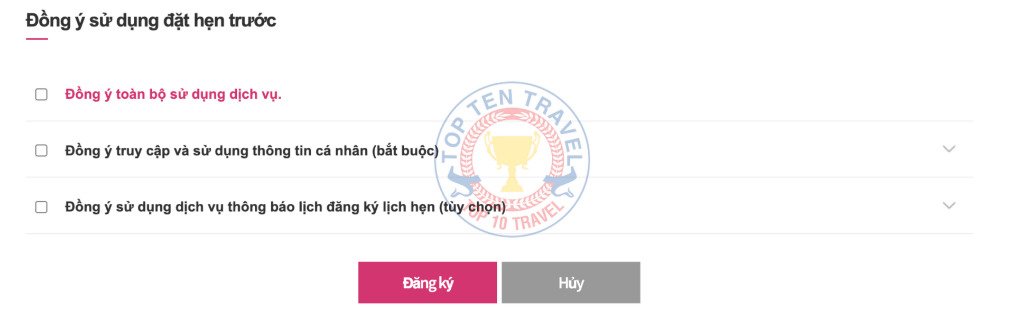 Đặt lịch hẹn tại trung tâm tiếp nhận thị thực Hàn Quốc KVAC bước 5