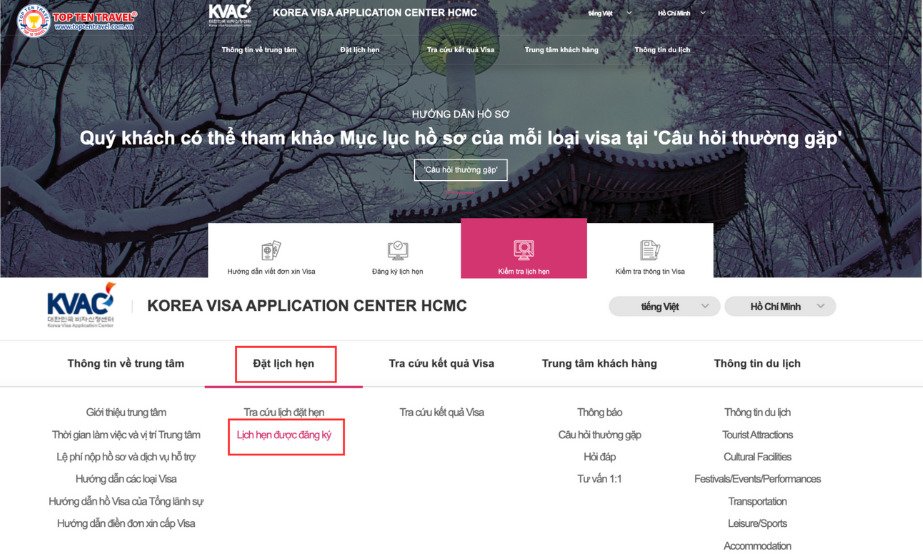 Đặt lịch hẹn tại trung tâm tiếp nhận thị thực Hàn Quốc KVAC bước 6