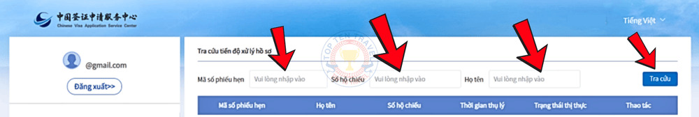 Hướng dẫn kiểm tra tình trạng visa Trung Quốc bước 4
