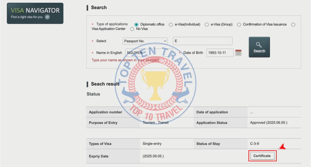 Hướng dẫn tra kết quả visa Hàn Quốc online bước 4