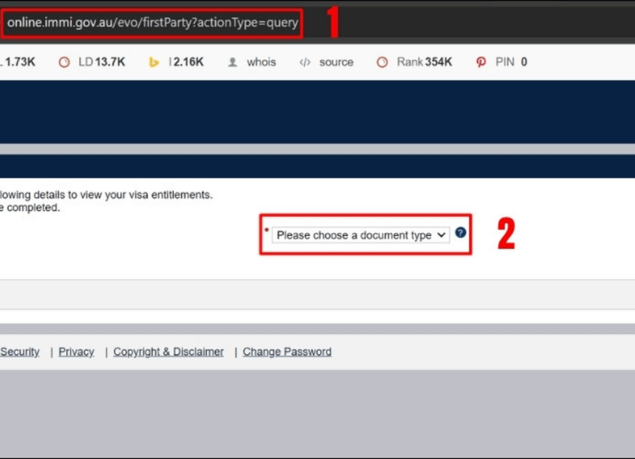 Đăng nhập vào website chính thức của Bộ Nội vụ Úc