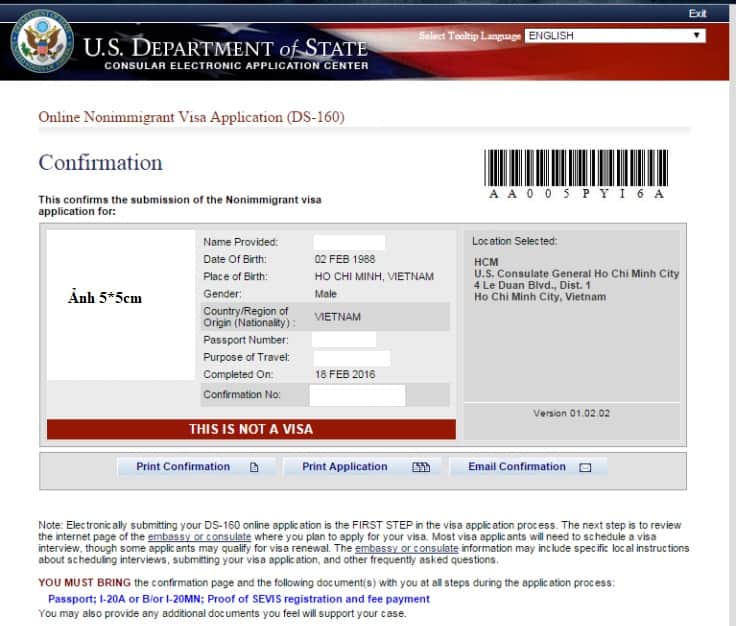 Đương đơn cần điền đơn DS-160 đầy đủ, chính xác để xin visa Mỹ B1/B2