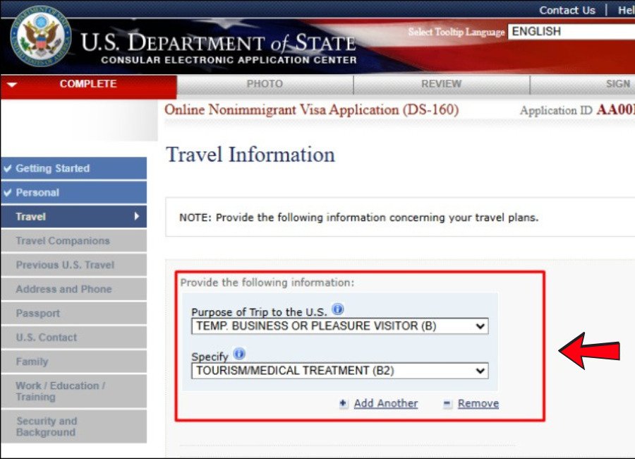 Nhập chính xác mục đích chuyến đi khi xin visa Mỹ