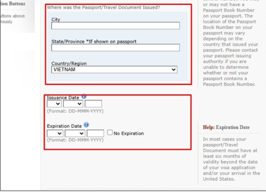 Điền thêm thông tin về thời gian và nơi cấp hộ chiếu