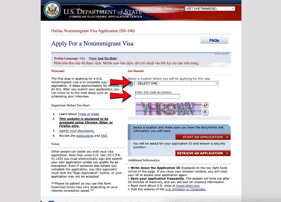 Hoàn thiện DS-160 online là bước bắt buộc trước khi đặt lịch hẹn phỏng vấn visa Mỹ