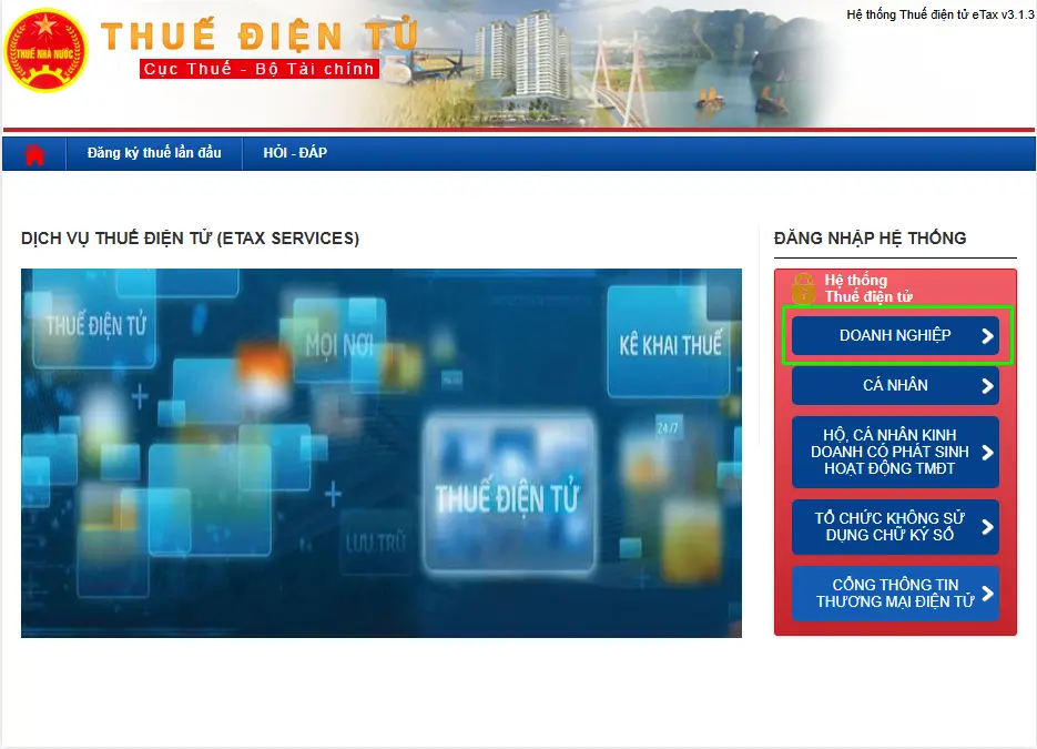 Bước 1 tra cứu tờ khai trên trang Thuế Điện tử