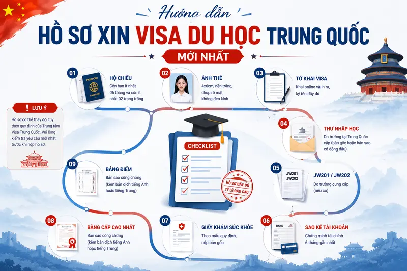 Checklist hồ sơ cần chuẩn bị xin visa du học Trung Quốc